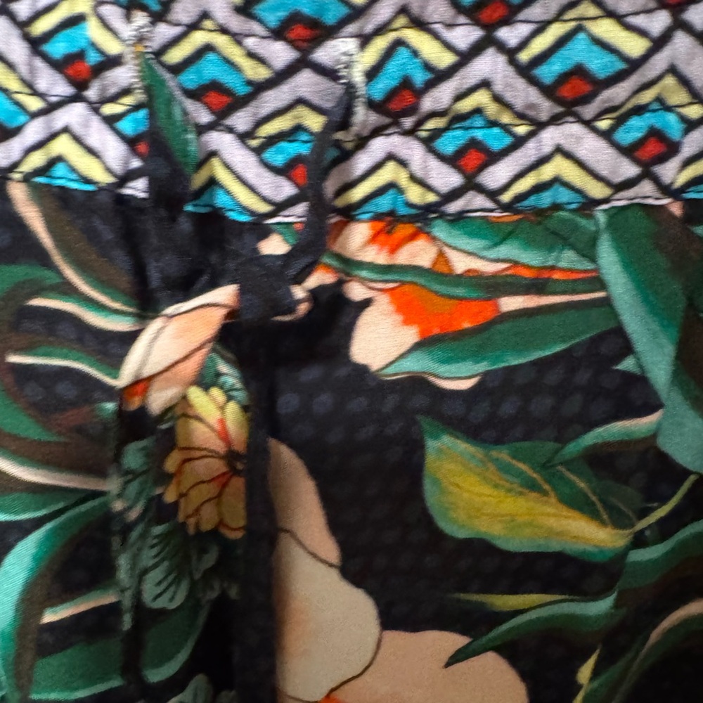 Johnny Was Black Floral Border Split Pants Sz L - Picture 7 of 13